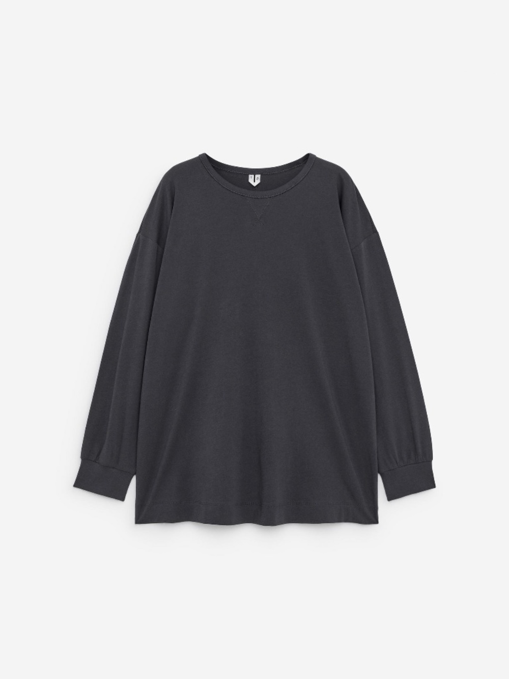 Arket Long-Sleeve T-Shirt Dark Gray Black 100% Cotton Made in Portugal | Size M